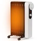 KOMFOTTEU GOPLUS 2000W Ölradiator mit 4 Rädern, Elektroheizung mit 3 Heizstufen & 9 Rippen, Heizkörper mobil mit einstellbarer Thermostat & Überhitzungss... - Weiß