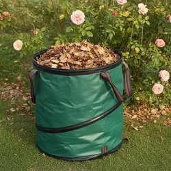165L Pop-up Gartenabfallsack - grün, faltbar & mit stabilen Tragegriffen - Abfallsack für Laub, Rasenschnitt & Gartenhelfer - platzsparend