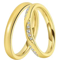 Trauring DOOSTI "Schmuck Geschenk Edelstahl Trauring Ehering Partnerring LIEBE" Gr. 62, gold (gelbgoldfarben), Fingerringe, Damen, 62, ohne Zirkonia, Edelstahl, 3mm, Trauring, wahlweise mit oder ohne Zirkonia