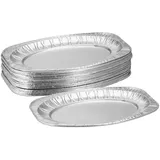 Relaxdays Servierplatten Alu, 25er Set, B x T: ca. 35 x 24 cm, Partyplatten Aufschnitt, Tropfschale Grillen, Silber