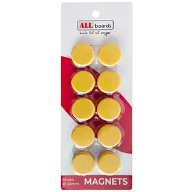 ALLboards Magnet gelb, Kunststoff Ø 2,0 x 0,6 cm, 10 St.