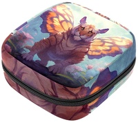 Tiger Schmetterlingsflügel Damenbinden Aufbewahrungstasche Menstruationstasche Tragbare Menstruationstasse Tasche mit Reißverschluss für Teenager, Mädchen, Frauen, Damen