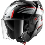 Shark OXO Sikter Klapphelm - Schwarz/Silber/Rot - M