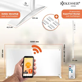 Kesser KESSER® Infrarotheizung Energiesparend Infrarot 2in1 Standgerät & Wandmontage Elektroheizung mit Fernbedienung Thermostat & App-Steuerung Timer Elektrisch Heizpaneel Heizung Konvektor Standfüße
