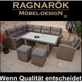 POLY-RATTAN GARTENMÖBEL hohe Dining Lounge Ragnarök-Möbeldesign Esstisch Sessel