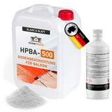 Home Profis® glänzender Balkonboden inkl. Glasperlen (50m2) | 30 Farben | Beton, Estrich & Fliesen | Flüssigkunststoff Außen | 2K Epoxidharz Bodenbeschichtung | RAL 7040 Fenstergrau | HPBA-500