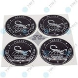 4 x YOU.S Nabenkappen Silikon Aufkleber 56,0 mm - schwarz silber Scorpion Emblem Selbstklebend