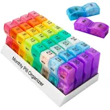 Pansy Tablettenbox 31 Tage 2 Fächer - Pillendose Morgens Abends | Handlicher Und Feuchtigkeitsbeständiger Medikamentenbox | Medikamentendosierer Für Reisen, Ältere Medikamente