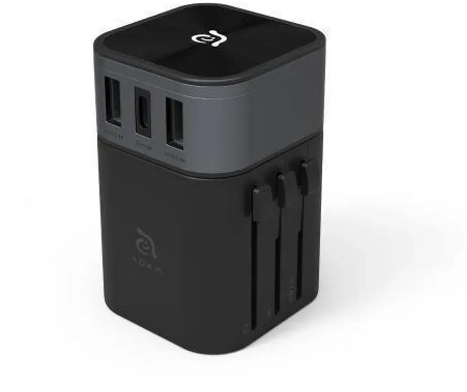 Adam Elements OMNIA T3 - Universal Travel Adapter mit USB-C und USB-A Charging Ports - Schwarz