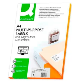 Q-Connect KF10662 Inkjet+Laser+Kopier-Etiketten - 210,0x148,5 mm weiß, 200 Stück/100