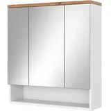Vicco Spiegelschrank Eden, Weiß Hochglanz/Artisan-Eiche 70 x 77.5 cm mit 3 Türen