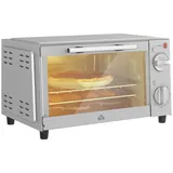 HOMCOM Minibackofen 9L Mini Ofen mit Backblech, Grillrost, 100 °C-230 °C - Silber