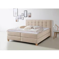 Boxspringbett HOME AFFAIRE "Moulay", beige, B:174cm L:211cm, Komplettbetten, Boxspringbett, inkl. Topper, in 3 Härtegraden, TFK auch in Härtegrad 4