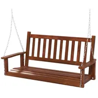 Costway Hängebank aus Massivholz, 2-Sitzer Gartenschaukel zum Aufhängen, Hollywoodschaukel