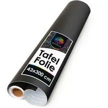 OfficeTree Tafelfolie Selbstklebend Schwarz - 300 x 43 cm - Kreidefolie Selbstklebend - Selbstklebende Tafelfolie Schwarz Matt als Tafel für Wand oder DIY Kreidetafel