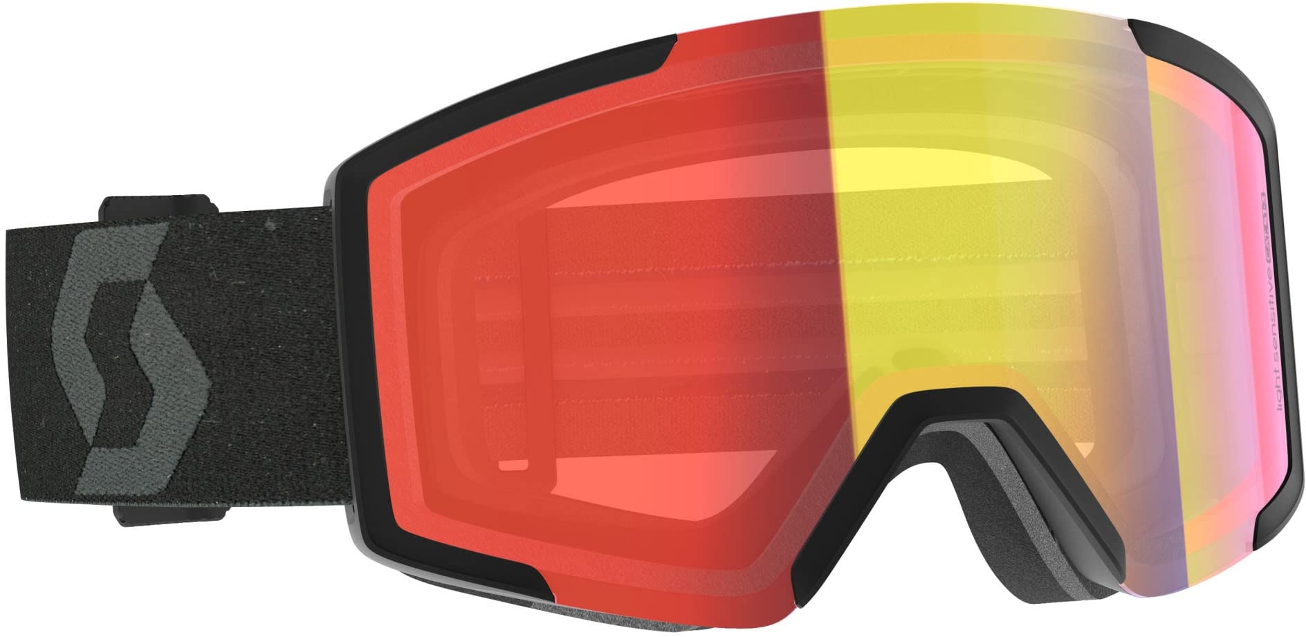 Scott Shield Light Sensitive Goggle Schwarz - Halbrandlose selbsttönende Ski- und Snowboardbrille, Größe One Size - Farb