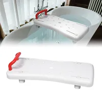 LZQ Badewannenbrett 70cm lang Badewannensitz Senioren mit Rot Griff und Seifenablage, Einstellbar Wannensitz Sitzbrett für Badewanne für Erwachsene bis max.150kg