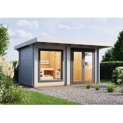 Infraworld Gartensauna Bella 3-Fenster & Türen in exklusiver Ausführung und farbig lackiert