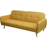 Mendler Schlafsofa HWC-J18, Couch Klappsofa Gästebett Bettsofa, Schlaffunktion Stoff/Textil 185cm - gelb