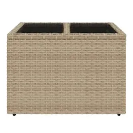vidaXL Gartentisch mit Glasplatte Beige 55x55x37 cm Poly Rattan