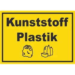 Kunststoff Plastik Mülltrennung Aufkleber Text Symbol shopping bag A1 (594x841mm)