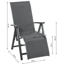 Dehner Relaxsessel Cleveland, ca. 107 x 76 x 60 cm, Aluminium, grau