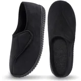 Git-up Diabetiker Hausschuhe Schuhe für Männer Arthritis Ödem Verstellbare Verschluss Memory Foam Hausschuhe, Black 13. - 46 EU