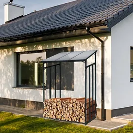 toboli Kaminholzregal Metall 133 x 83 x 185 cm für Outdoor Schwarz