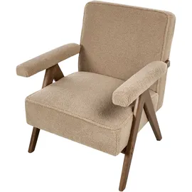 Beliani Sessel EVJE Bouclé 70 x 81 x 72 cm Sandbeige mit Kissen