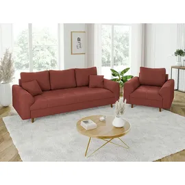 s-style möbel Sessel Zara Cord 1 x 1 x 1 cm Rot/Orange