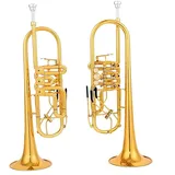 Trompete B-Trompeten-Drehventil B-Typ Flachmessing Gold Flachschlüssel Professionelles Trompeteninstrument