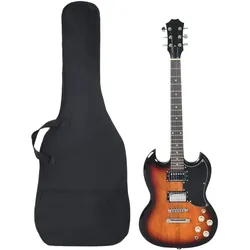 E-Gitarre für Anfänger mit Tasche Braun und Schwarz 4/4 39