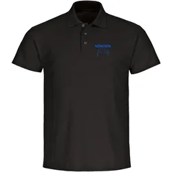 multifanshop Poloshirt - München blau - Herzschlag - Druck blau - Polo