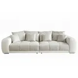 luma-home Big-Sofa Kunstleder 2-Sitzer Grau/Beige