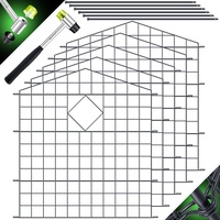 KESSER KESSER® Teichzaun Gartenzaun Steckzaun Komplettset Metall Zaunelemente Inkl. Hammer + Befestigungsstäben, Zaun zum stecken für Garten, Oberbogen Rund Gitterzaun Set Freigehege für Hunde