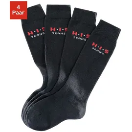H.I.S. Kniestrümpfe H.I.S, Mädchen, Gr. 27-30, schwarz, Baumwolle, Elasthan (LYCRA), Polyamid, unifarben, elastisch, Socken Kniestrümpfe, mit verstärkten Belastungszonen