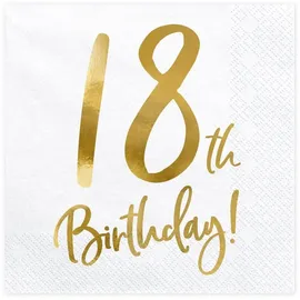 Partydeco 18. Geburtstag 20 Servietten gold