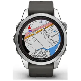 Garmin Fenix 7S Pro Solar BT 42 mm Edelstahlgehäuse silber Silikonarmband grau S