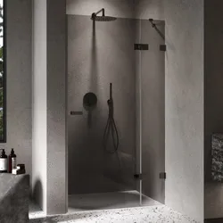 ALLUVION Imperium Schwingtür mit festem Segment in Nische 70-120 x 120-200 cm, Duschkabinen, black chrom