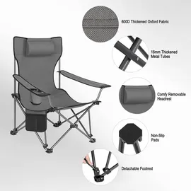 Woltu Campingstuhl 2er Set Grau