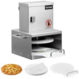 Vevor elektrische Pizzateigpresse mit 15,24 cm Gebäck-Pressplatte, Brotpresse aus Edelstahl, kommerzielle Formmaschine mit einstellbarer Dicke & 100 Stk. Pergamentpapier, Pizza-Teigrolle