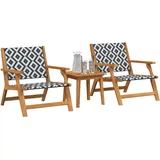 vidaXL Gartenstühle mit Tisch 3 Teile Schwarz und Weiß aus Akazienholz