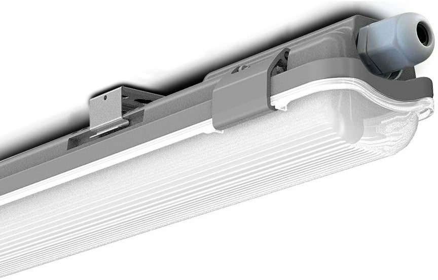 V-Tac 120 cm LED Wannenleuchte Feuchtraumleuchte Kellerleuchte Hallenleuchte inkl. 18w LED Röhre Kaltweiß IP65 für innen und Außen