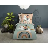 Kinderbettwäsche GOOD MORNING "Destin", bunt (multi), B/L: 135cm x 200cm, 1 Stk., 1 Stk., Renforcé, B/L: 80cm x 80cm, 2 Stk., Renforcé, Obermaterial: 100% Baumwolle, Bettwäsche, Baumwolle, 135x200, Reißverschluss, Wendeoptik, Kind, Mädchen, Pferd