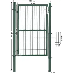 UAC Gartentor Set 106 x 150 cm, mit Schloss und Schlüssel, verzinkt & pulverbeschichtet, robust, Gartentür, Zauntor Einfahrtstor, Hoftor, grün