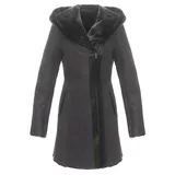 Hollert Lammfellmantel - Kate Damen Wintermantel Ledermantel Größe L, Farbe Dunkelgrau - L