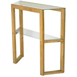 Dmora Konsolentisch Dlobotk, Ausziehbarer Mehrzwecktisch, Eingangskonsole, Regal mit Erweiterungen, 85x31h85 cm, Eiche