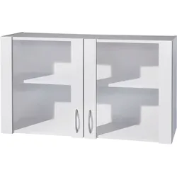 Glashängeschrank WIHO KÜCHEN "Kiel", weiß (front und korpus: weiß), B:100cm H:56,5cm T:35cm, Schränke, Front mit Glaseinsatz