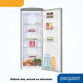 Exquisit RKS325-V-H-161E Retro-Kühlschrank (229 l, 1465 mm hoch, Grau)