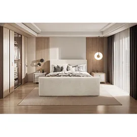 kaiser möbel Boxbett, Creme, Holzwerkstoff, H3, 180x200 cm Schlafzimmer, Betten, Boxspringbetten
